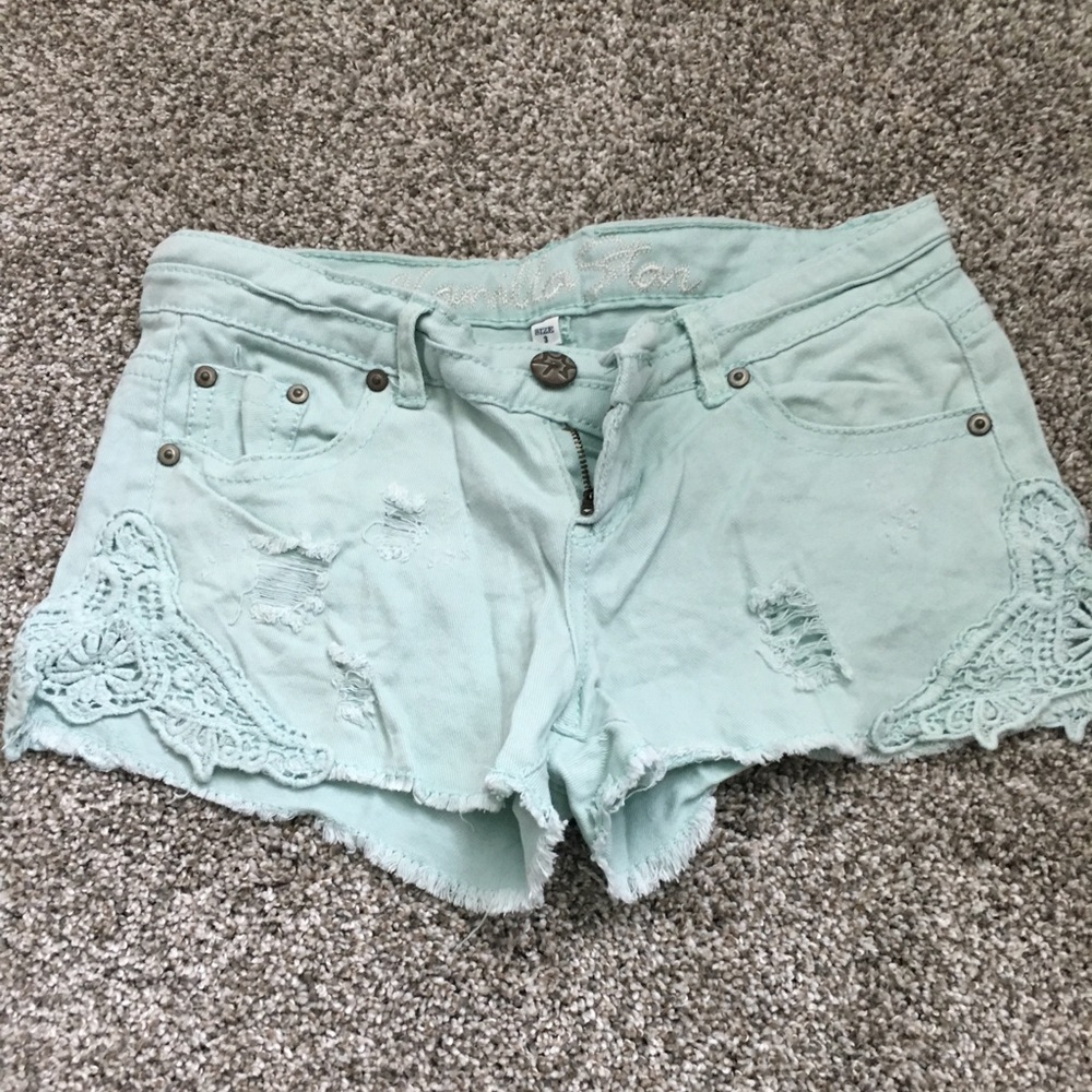 Light Blue Lace Shorts